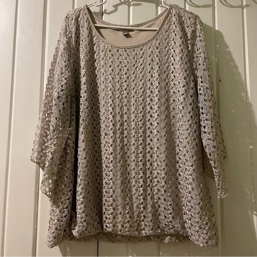 Roz & Ali crochet blouse 2X like new